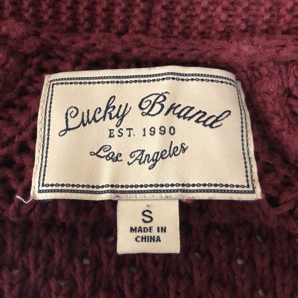 Lucky Brand long open cardigan, dark red, small - Picture 6 of 7